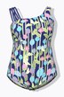 Maillot de bain avec bonnets souples et bretelle triple, motif fleurs de pavot, matière recyclée