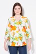 Fruit Print 3/4 Sleeve Split Neck Blouse