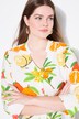 Fruit Print 3/4 Sleeve Split Neck Blouse