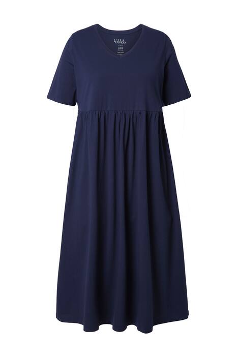 Maxi šaty, A střih, výstřih do V, krátké rukávy, kapsy