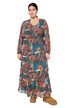 Maxi šaty, A střih, květovaný potisk, zavinovací vzhled