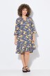 Robe en jersey, coupe évasée. Col tunisien et manches 3/4