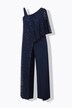 Jumpsuit, blondetop, brede ben, pailletter