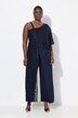 Jumpsuit, blondetop, brede ben, pailletter