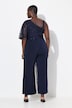 Jumpsuit, blondetop, brede ben, pailletter
