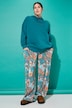 Pantalon#, coupe Wide Legs, taille haute, plissé, floral