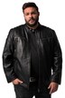 Kožená motorkářská bunda Men+, stojáček, kovový zip, do 7XL