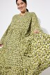 Robe maxi avec volants, décolleté en V et imprimé léopard tendance