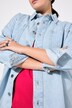 Dongeriskjorte, oversized, skjortekrage, lange ermer