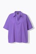 Blusa dal taglio oversize con ricami traforati, collo da camicia e mezze maniche