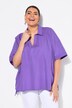 Blusa dal taglio oversize con ricami traforati, collo da camicia e mezze maniche