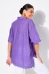 Blusa dal taglio oversize con ricami traforati, collo da camicia e mezze maniche