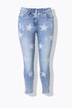 Jeans, slim fit, sterren, glittersteentjes, gerafelde zoom