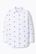 Chemisier oversize, petits cœurs brodés, manches longues et col chemise