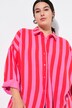 Overhemdblouse, oversized, mousseline, strepen, lange mouw