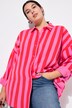 Overhemdblouse, oversized, mousseline, strepen, lange mouw