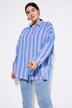 Overhemdblouse, oversized, mousseline, strepen, lange mouw