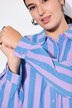 Overhemdblouse, oversized, mousseline, strepen, lange mouw