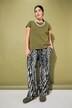 Pantalon plissé, imprimé animal, coupe Wide Legs et taille haute
