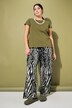 Pantalon plissé, imprimé animal, coupe Wide Legs et taille haute