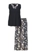 Pyžamo, lístky, výstřih do V, bez rukávů, kapsy