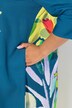 Vestido midi, flores, línea A, cuello de camisa, manga 3/4