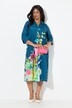 Vestido midi, flores, línea A, cuello de camisa, manga 3/4