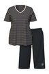 Pyžamov, pruhy, výšivka, výstřih do V, krátké rukávy