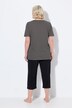Pyjama, strepen, borduursel, V-hals, halve mouwen