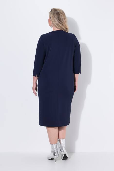 Robe à col tunisien et manches 3/4, poches