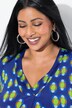 Slinky longshirt, A-lijn, V-hals, halve mouwen