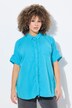 Mousseline blouse, oversized, franjes, overhemdkraag, halve mouwen