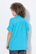 Mousseline blouse, oversized, franjes, overhemdkraag, halve mouwen