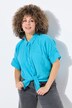 Mousseline blouse, oversized, franjes, overhemdkraag, halve mouwen
