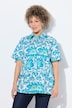 Blue Floral Short Sleeve Button Down Blouse