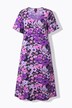 Robe midi en jersey. Décolleté V et manches courtes. Coupe évasée
