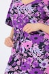 Robe midi en jersey. Décolleté V et manches courtes. Coupe évasée