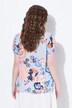 Blouse à fleurs. Manches courtes. Petit col montant, décolleté V