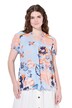 Tunika, květy, stojáček, výstřih do V, krátké rukávy