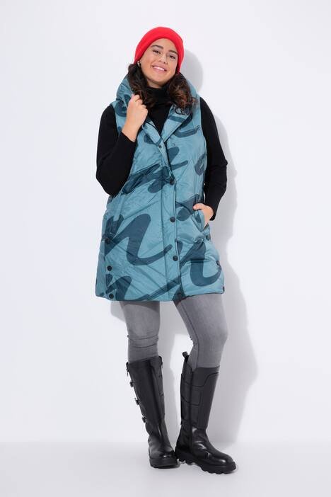 HYPRAR lange doorgestikte bodywarmer, bloemen, waterafstotend, gerecycled