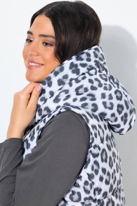 Doudoune matelassée HYPRAR sans manches, matière déperlante recyclée, motif léopard