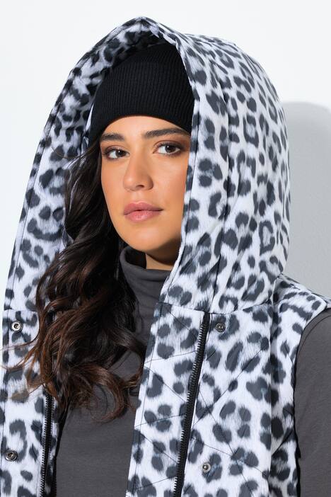Doudoune matelassée HYPRAR sans manches, matière déperlante recyclée, motif léopard