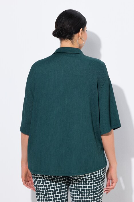 Blouse, structuur, overhemdkraag, korte mouw
