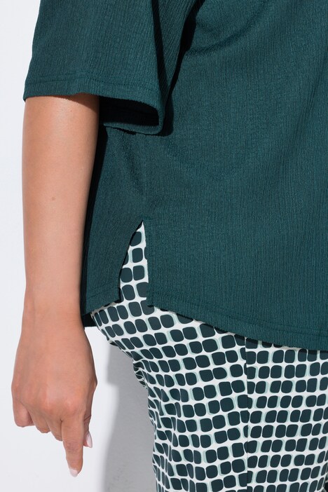Blouse, structuur, overhemdkraag, korte mouw