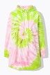 Sudadera con capucha, forma en A, estampado batik, bajo redondeado