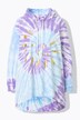 Hoodie, A-form, batiktryk, afrundet søm