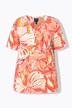 Camiseta Slinky, flores, forma en A, cuello de pico, media manga