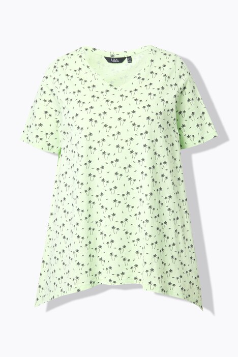 T-shirt, palmen, A-lijn, V-hals, korte mouwen