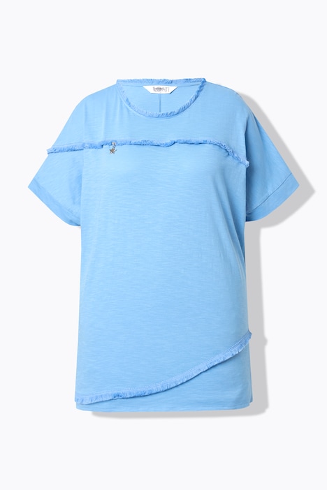T-shirt oversize, franges et fausse fermeture zippée