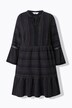 Tunic, A-line, muslin, stripes, flounces